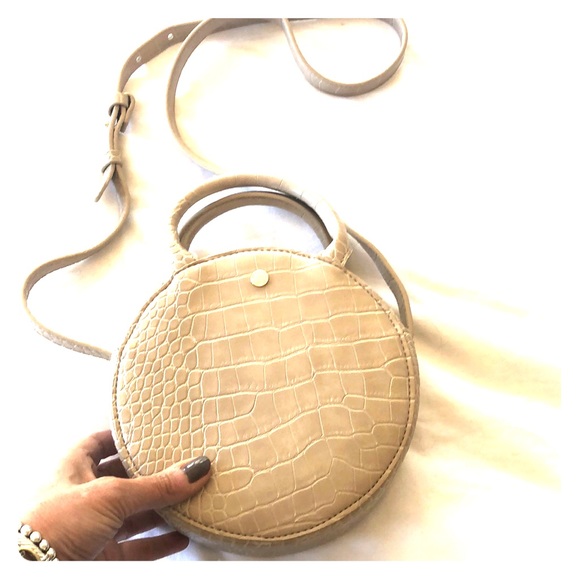 Circle crossbody handbag, croc embossed pvc - Picture 1 of 4